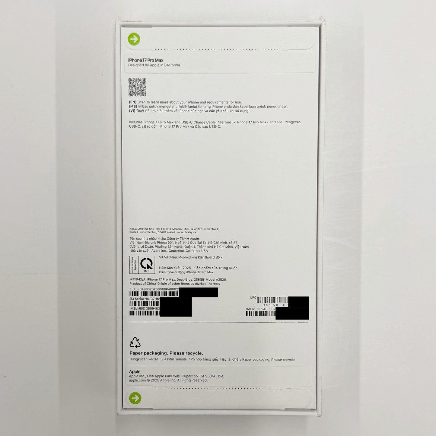 iPhone 17 Pro Max 256GB Deep Blue T8353 Sealed