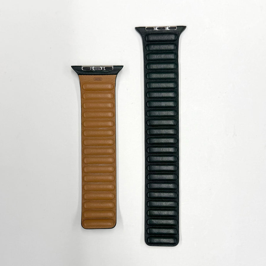 Apple Leather Link Original Watch Band 45mm M/L Green / Brown T8968