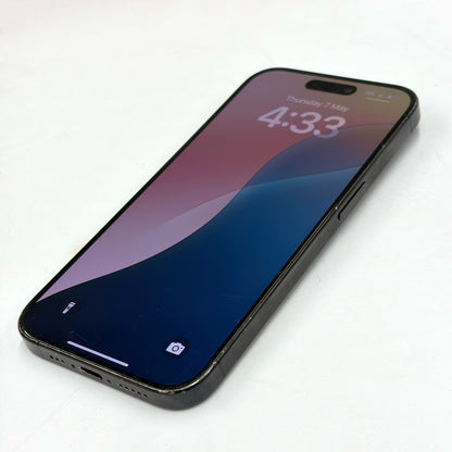 iPhone 15 Pro 128GB Black Titanium B Grade 88% Battery T8617