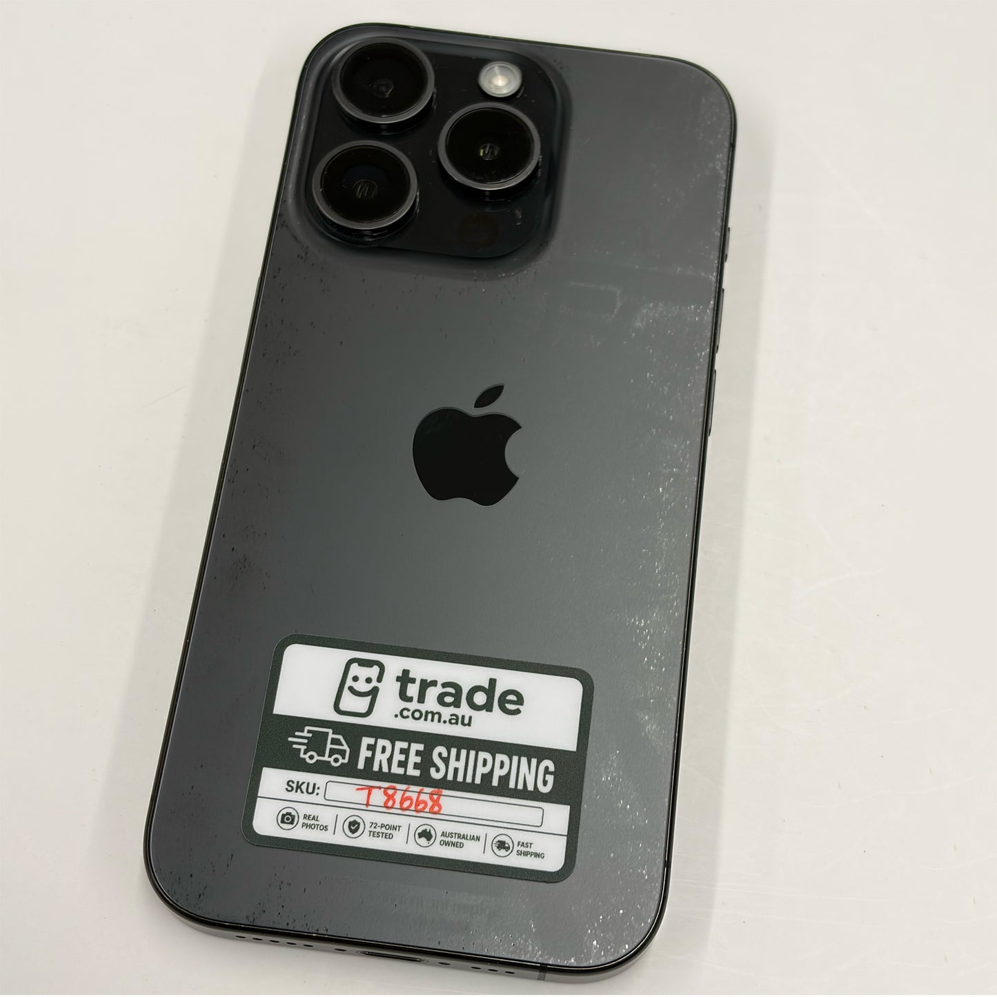 iPhone 15 Pro 128GB Black Titanium B Grade 85% Battery T8668
