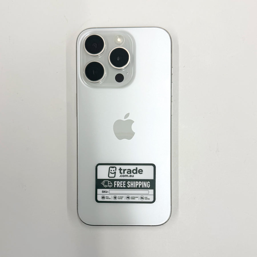 iPhone 15 Pro 128GB White Titanium 100% Battery (B Grade) T8953
