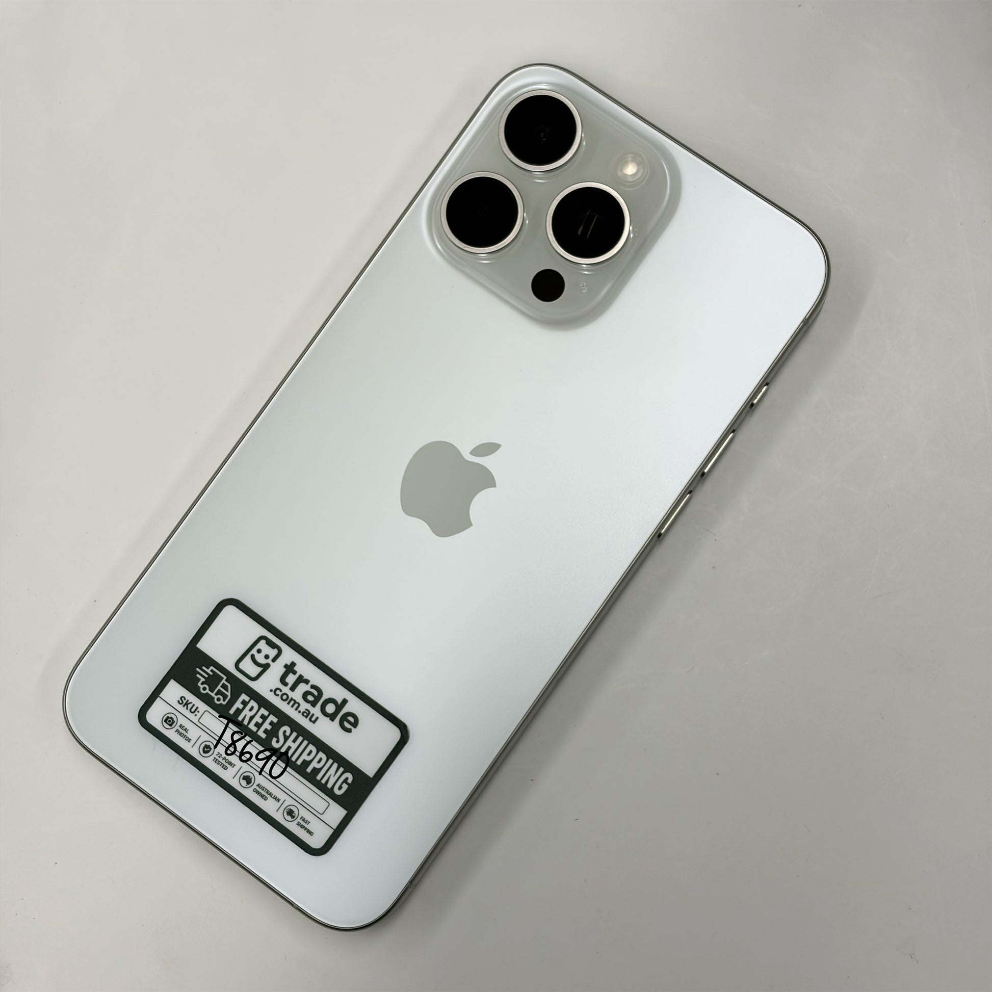 iPhone 15 Pro Max 256GB White Titanium A Grade 99% Battery - T8690